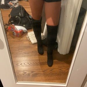 Over the knee black booties